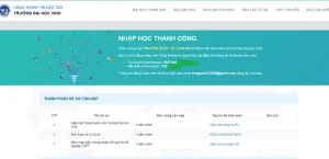 Thông báo nhập học thành công