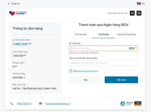 Nhập các thông tin hệ thống yêu cầu