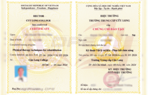 Mẫu chứng chỉ Vật lý trị liệu - phục hồi chức năng đông phương dpe