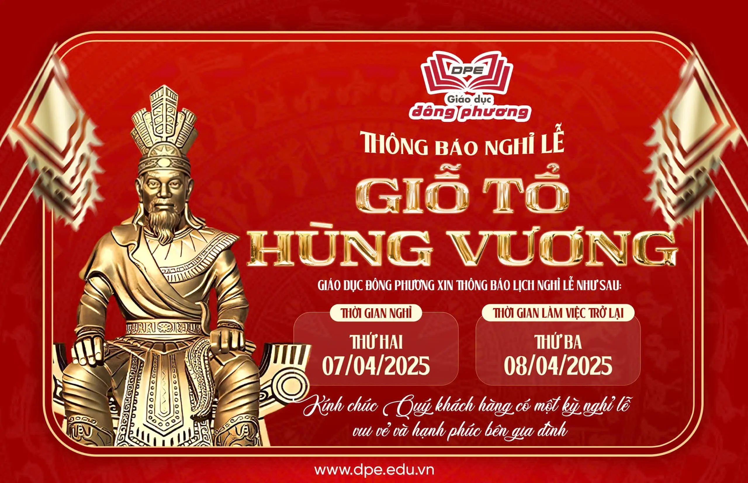 Thông báo nghỉ lễ giỗ tổ hùng vương 2025